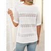 Womens Summer Tops Round Neck Lace Short Sleeve Casual Knit Top Blouse - 2 of 4