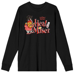 The Year Without Santa Claus Heat Miser Men's Black Long Sleeve Crew Neck Graphic Tee - 1 of 3