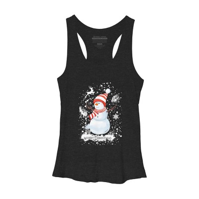 Women's Design By Humans Christmas snowman By werant Racerback Tank Top