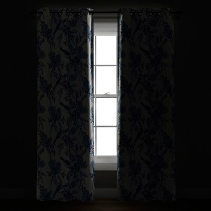 Lush Décor Farmhouse Bird And Flower Insulated Grommet Blackout Window Curtain Panels White/Blue 38X84 Set - 1 of 4