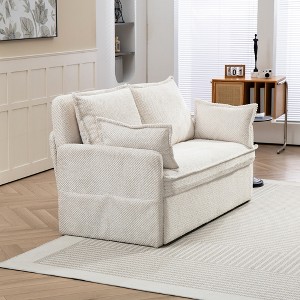 JUJABU 59.5" Corduroy Convertible Sleeper Sofa with Storage & USB Charging for Living Room & Apartment - 1 of 4