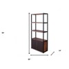 HomeRoots Brown And Black Metal Three Tier Bookcase with Two Doors - 3 of 4