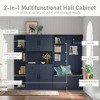ORRD Multifunctional Split Left-Right Combo Hall Cabinet: 2-in-1 Storage/Hall Tree, 4 Hooks, Antique Blue (Living Room/Kitchen/Hallway) - 4 of 4