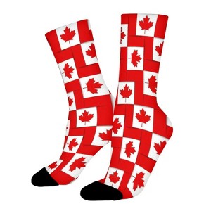 Canadian Seamless Women Printed Crew Socks Funny Funky Socks Soft Polyester Novelty Gifts for Artists Men - 1 of 1