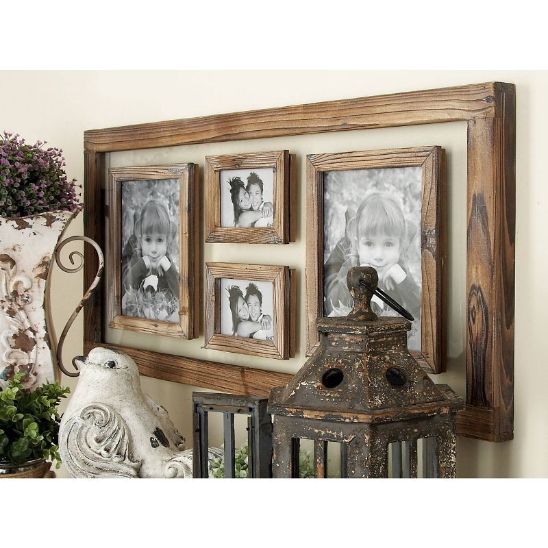 17&#34;x37&#34; Wood 4 Slot Wall Photo Frame with Wood Frame Brown - Olivia &#38; May, 2 of 6