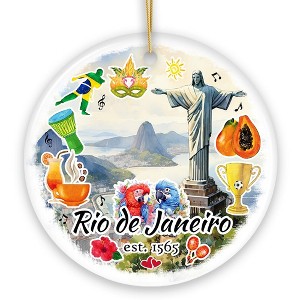Cultural Rio de Janeiro Art Ornament, Brazil Landmarks Souvenir Gift| OrnamentallyYou - 1 of 4