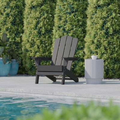 Gray High-Density Polyethylene Adirondack Chair with Armrests