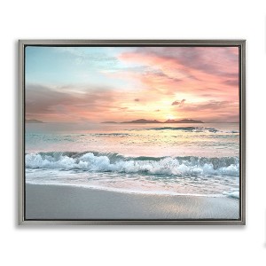 Stupell Industries Morning Sunrise Beach Landscape Floating Frame Canvas Art, Gray, 31" x 25" - 1 of 4