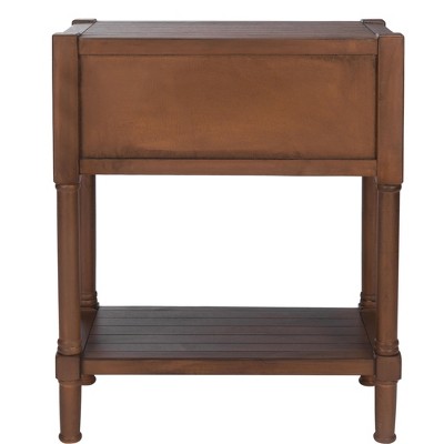 Brown Wood and Metal Console Table with Storage