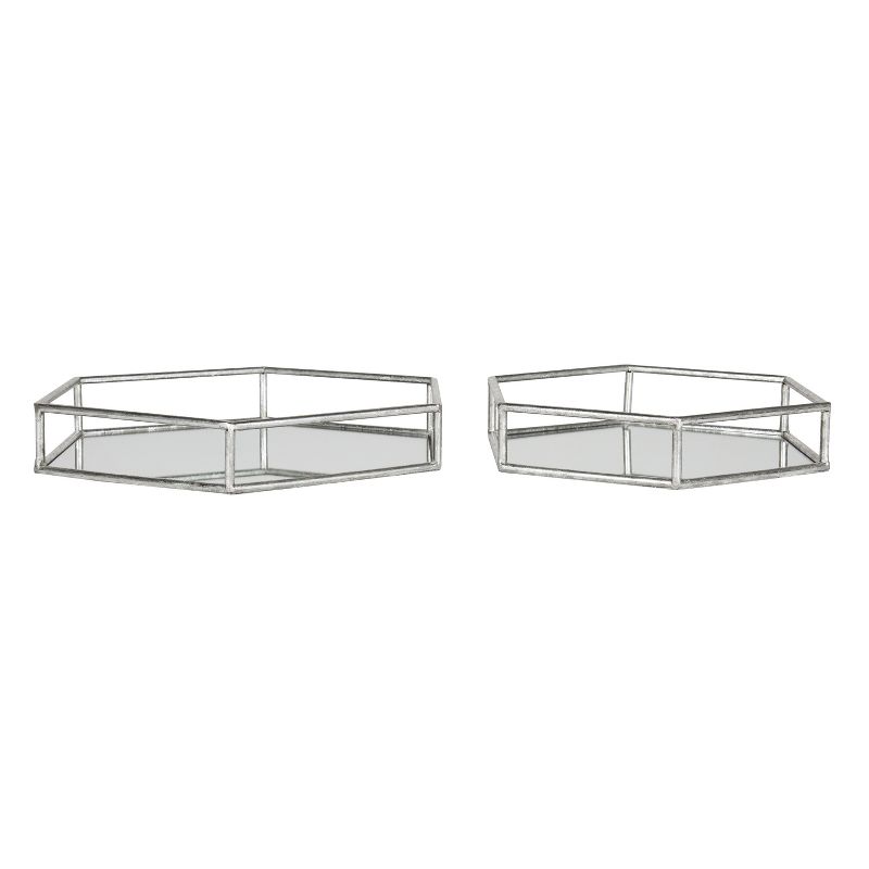 Kate and Laurel Felicia Tray, 2 Piece, Silver, 2 of 8
