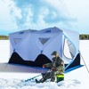 Outsunny 4/8 Person Ice Fishing Shelter with Padded Walls, Thermal Waterproof Portable Pop Up Ice Tent with 2 Doors, Light Blue - 2 of 4