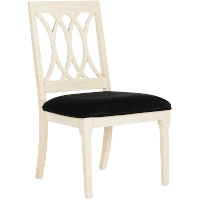 Mayfair Elegance 22" Black Velvet and White Wood Side Chair (Set of 2)
