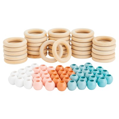 24 Pack Wooden Rings for Crafts and Macrame, Wood Rings , 1.4 in
