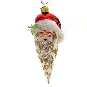 ENESCO 5.75 In Bearded Santa Ornament Glittered Christmas Tree Ornaments - 1 of 2