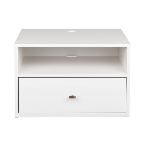 White wall deals mounted nightstand