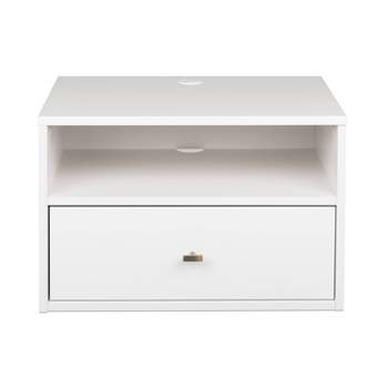 Floating 1 Drawer Nightstand with Open Shelf White - Prepac