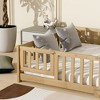MAYEERTY Queen Floor Bed with Fence,Door, Rubber Wood Floor Bed Guardrails Beige - 3 of 4