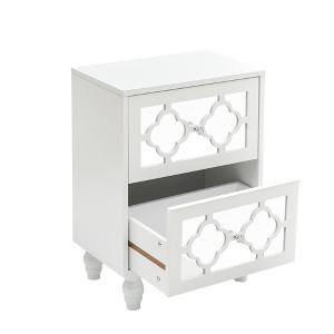 WhizMax 2 Drawer Nightstand Set of 2, Modern Mirrored Night Stand with Crystal Handle, Bedside Furniture for Bedroom Living Room, White - 1 of 4