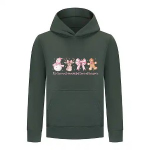 Everyday Kids Christmas Collection Most Wonderful Time Girls Pullover Hoodie – Pink Holiday Sweatshirt - 1 of 4
