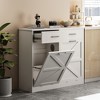 White Tilt Out Trash Cabinet with 2 drawer , Deodorising Function, Holds Up to 2x10 Gallons Capacity for Kitchen and Dining Room, and Laund - 4 of 4