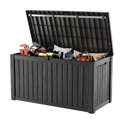 Lirago 150 Gal 568L Outdoor Storage Box with Lid Weatherproof Polypropylene Resin UV Protected KD Design Black