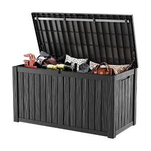 Lirago 150 Gal 568L Outdoor Storage Box with Lid Weatherproof Polypropylene Resin UV Protected KD Design Black - 1 of 4