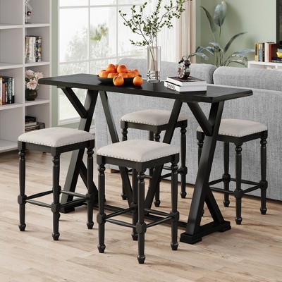 Black counter deals height dining set