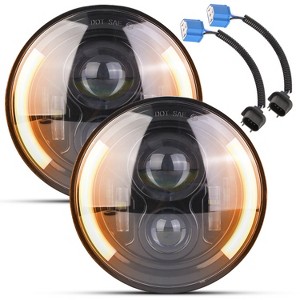 iMountek"2Pcs 7Inch 40W Round LED Headlights with DRL & Turn Signal for Jeep, Yamaha, Honda, Motorcycle"Black - 1 of 4