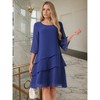 INSPIRE CHIC Women's Round Neck Semi Sheer 3/4 Bell Sleeve Asymmetrical Layered Tiered Midi Dress - 2 of 4