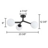 LLHZSY 3-Light Dimmable Semi Flush Mount Ceiling Light with Globe Opal Glass Shade -23 3/5" Wide, Gold/Black - 3 of 4