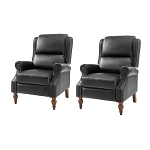 Set of 2 Yanik  Vegan Leather Manual Recliner with Nailheads Wingback | HULALA HOME - 1 of 4