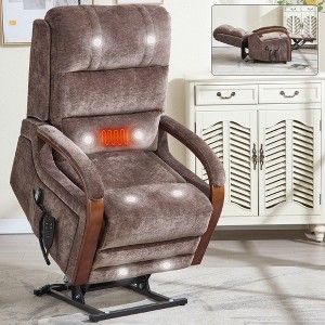 ChicFurnit Living Room Chair Arm Accent Chair Power Lift Recliner with Massage Heat Dual Motor Armrests Elder Chair for Living Room, Gray/Blue/Brown - 1 of 4