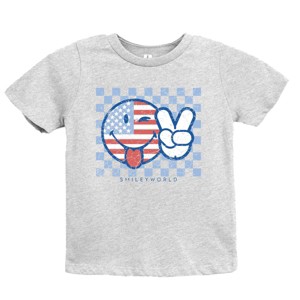 The Juniper Shop SmileyWorld Patriotic Checkered Peace Youth Short Sleeve Tee - 1 of 4