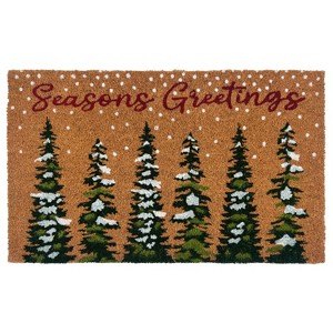 Kate Aurora Christmas Evergreens Seasons Greetings Bristled Outdoor Welcome Mat - 18"x30" - 1 of 4