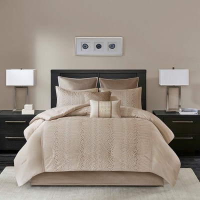 PAGED Queen Comforter Set Embroidered 8 Piece Bedding Set, Bed Set with Comforter, 2 Standard Sham, 2 Euro Sham, Bedskirt, 2 Decorative Pillow