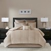 Sapphtopaz 8 Piece Bedding Comforter Sets Faux Silk Pieced Quilts Embroidery Design Reversible Quilt Set, Beige - 2 of 4