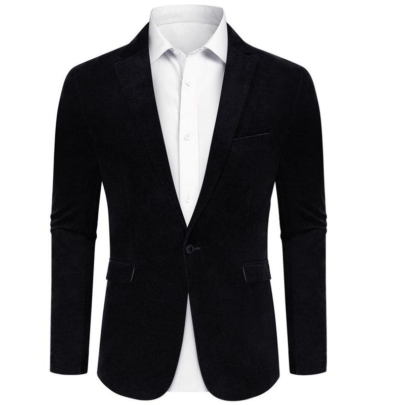 Men's Casual Blazer Corduroy Jacket One Button Sport Blazer Slim Fit Suits Business Vintage Outerwear, 2 of 7
