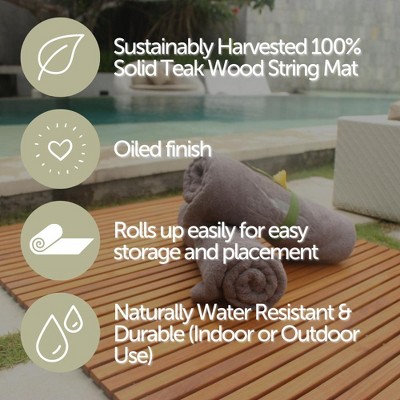 Nordic Teak Oiled Finish Indoor/Outdoor Bath Mat 31.4" x 19.6"