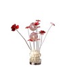 Aluminum 4 Red Roses 6 Petal Floral 2 Red/Silver Flower Bud On A 4 Squared Modern Hexagona Chrome Vase Table - 2 of 4