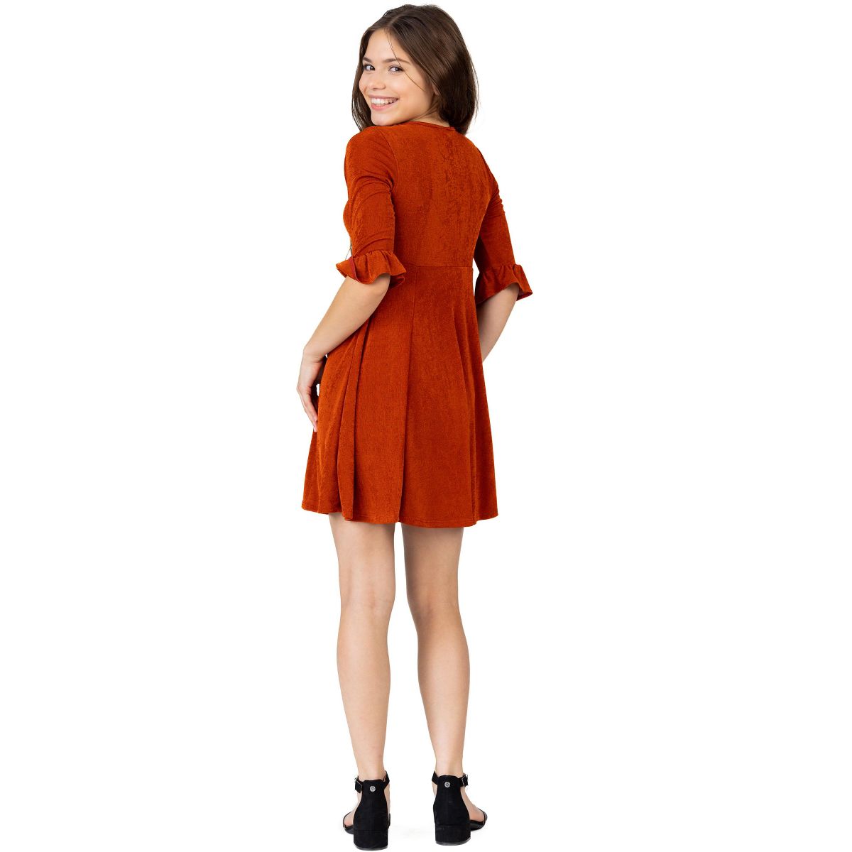 Girls Elbow Length Sleeve Fit and Flare Party Dress - 24sevenKid™ - thumbnail 7