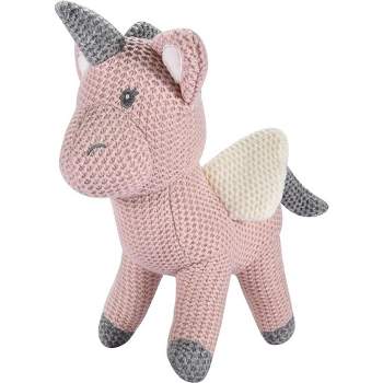 CHILDLIKE BEHAVIOR 11'' x 9'' Knitted Stuffed Unicorn, Pink