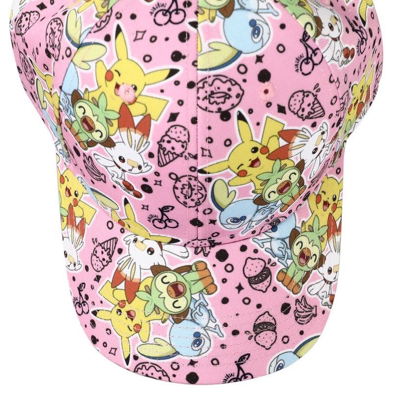 Pokemon Anime Characters All Over Print Pink Snapback, 5 of 6