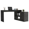 PAGED L-Shaped Writing Desk, Two Shelves and Single Door Cabinet, with 2 Open Shelves and Storage Cabinet for Office, Study, Brown - 4 of 4