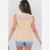 Amaryllis Women’s Sleeveless Mesh Yoke Top Fitted Lightweight Casual Blouse Sheer Panel Detail - 3 of 4
