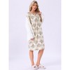 INSPIRE CHIC Womens Nightgown Floral Long Sleeve Pleated Raglan Sleeve Elastic Cuff Midi with Pocket Sleepwear Nightdress - 3 of 4
