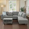 3-Piece L-Shaped Combination Sofa Set in Grey Linen for Living Room - 3 of 4
