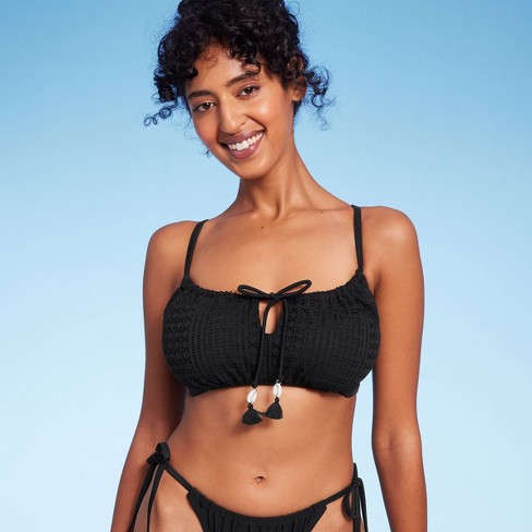 Women's Twist-front Bralette Bikini Top - Wild Fable™ Black Xl