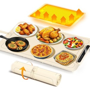 ZAFRO Warming Mat for Food,3-Temp Electric Warmer (140/176/212°F), 250W Low Energy, Auto Shut-Off & Child Safety Lock, Portable Roll-Up Silicone - 1 of 4