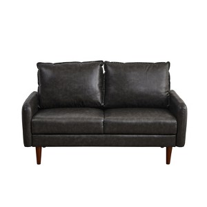 Modern Sofa Leather Couch with Wooden Legs for Living Room Office - 1 of 4