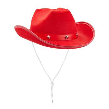 Zodaca Felt Cowgirl Hat for Women and Men, Costume Party Halloween Props & Head Accessories, Red, 14.8 x 10.6 x 5.9 in